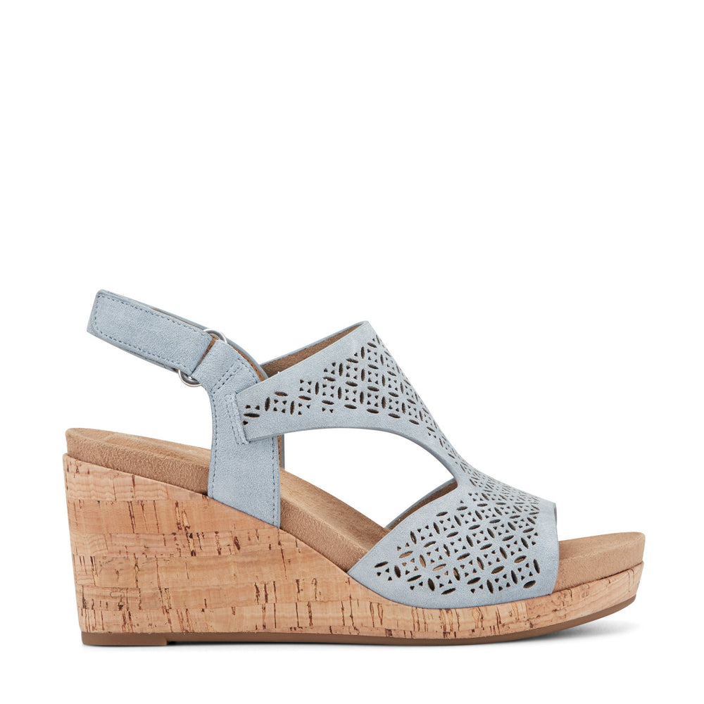 Rockport Women / Bristol Casual Wedge Sandals - Light Blue Suede