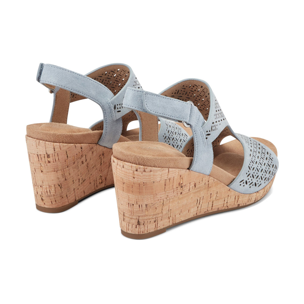 Rockport Women / Bristol Casual Wedge Sandals - Light Blue Suede