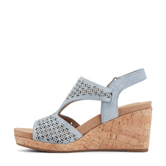 Rockport Women / Bristol Casual Wedge Sandals - Light Blue Suede