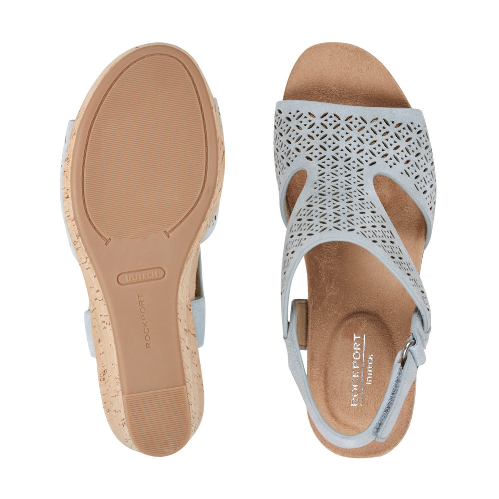 Rockport Women / Bristol Casual Wedge Sandals - Light Blue Suede