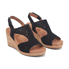 Rockport Women / Bristol Casual Wedge Sandals - Black Suede