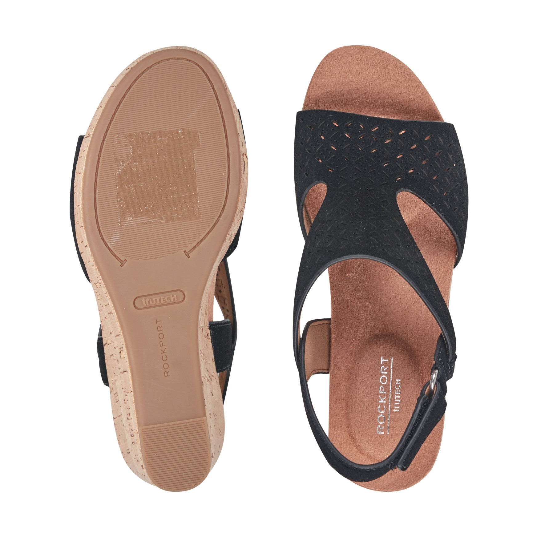 Rockport Women / Bristol Casual Wedge Sandals - Black Suede