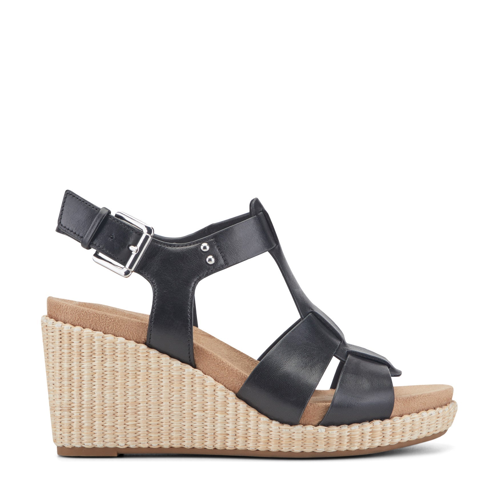 Rockport Women / Belle Casual Wedge Sandals - Black Leather