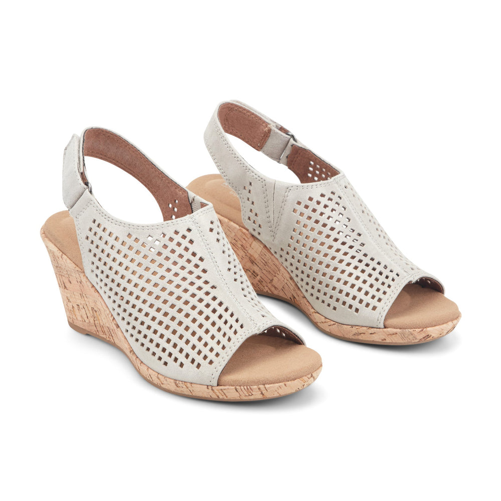 Rockport Women / Briah Perforated Slingback Sandal - Multi Khaki Leather