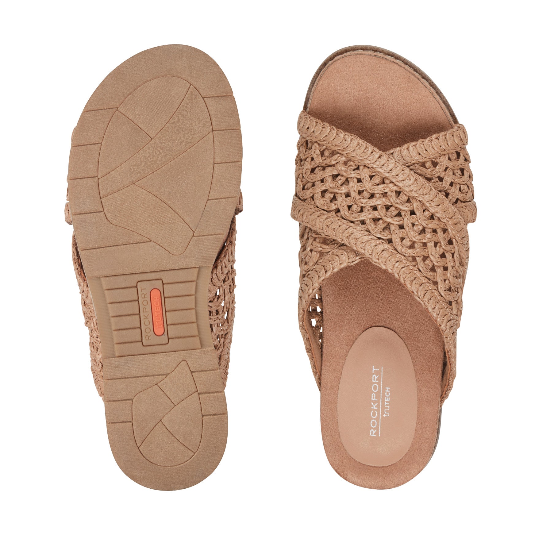 Rockport Women / Zora Open Toe Slip-on Flat Casual Sandals - Medium Natural