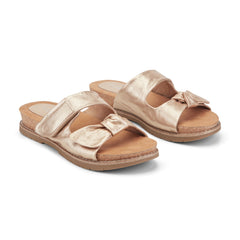 Rockport Women / Zova Slip-on Open Toe Flat Casual Sandals - Gold