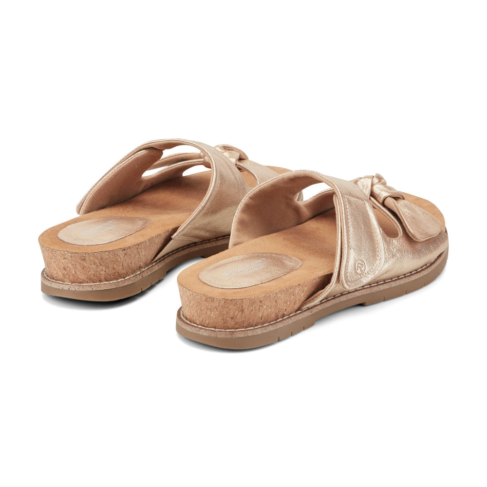 Rockport Women / Zova Slip-on Open Toe Flat Casual Sandals - Gold