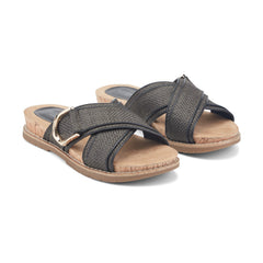 Rockport Women / Zemira Slip-on Casual Sandals - Black Raffia
