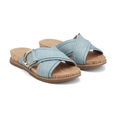 Rockport Women / Zemira Slip-on Casual Sandals - Light Blue Raffia