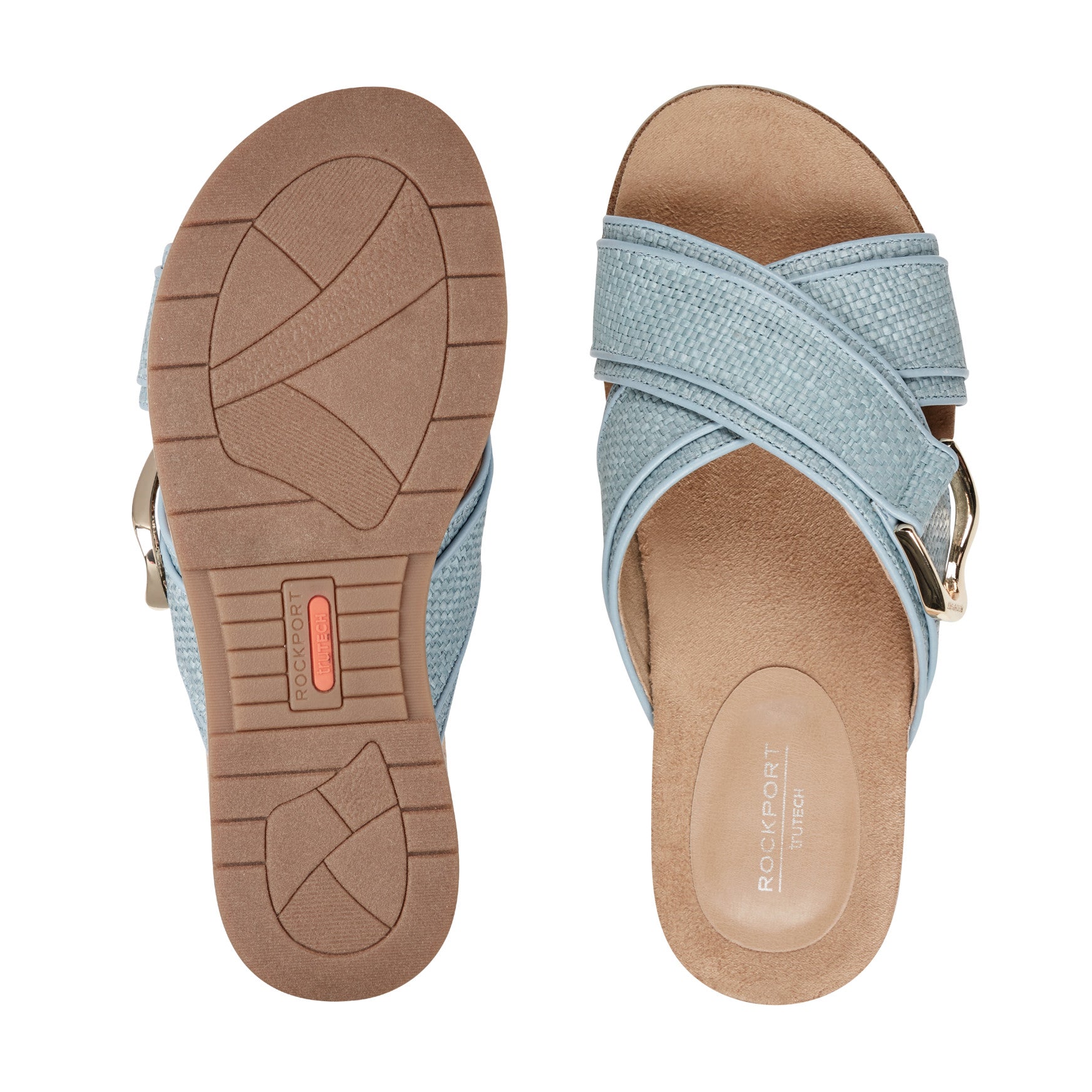 Rockport Women / Zemira Slip-on Casual Sandals - Light Blue Raffia