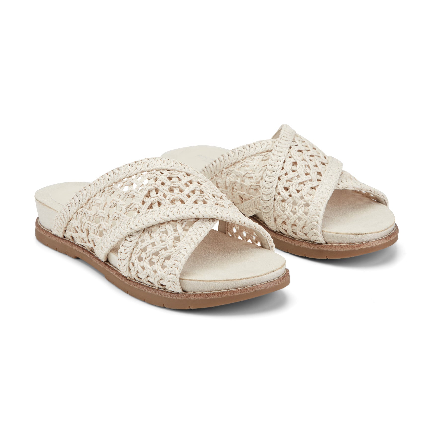 Rockport Women / Zora Open Toe Slip-on Flat Casual Sandals - Ivory