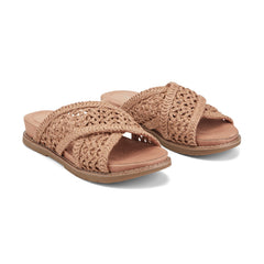 Rockport Women / Zora Open Toe Slip-on Flat Casual Sandals - Medium Natural
