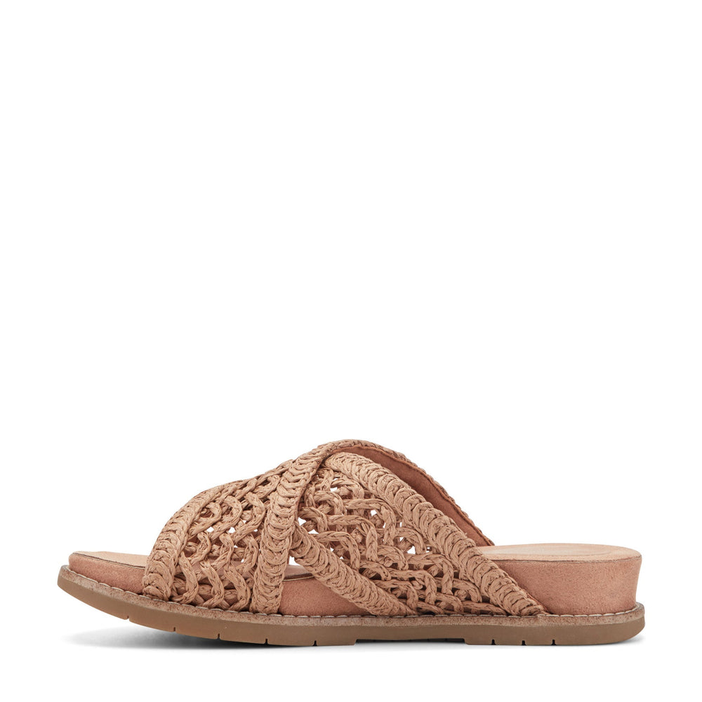 Rockport Women / Zora Open Toe Slip-on Flat Casual Sandals - Medium Natural