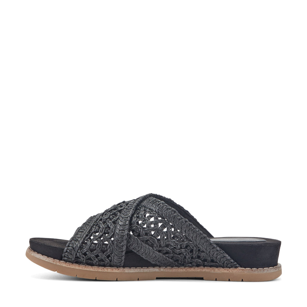 Rockport Women / Zora Open Toe Slip-on Flat Casual Sandals - Black