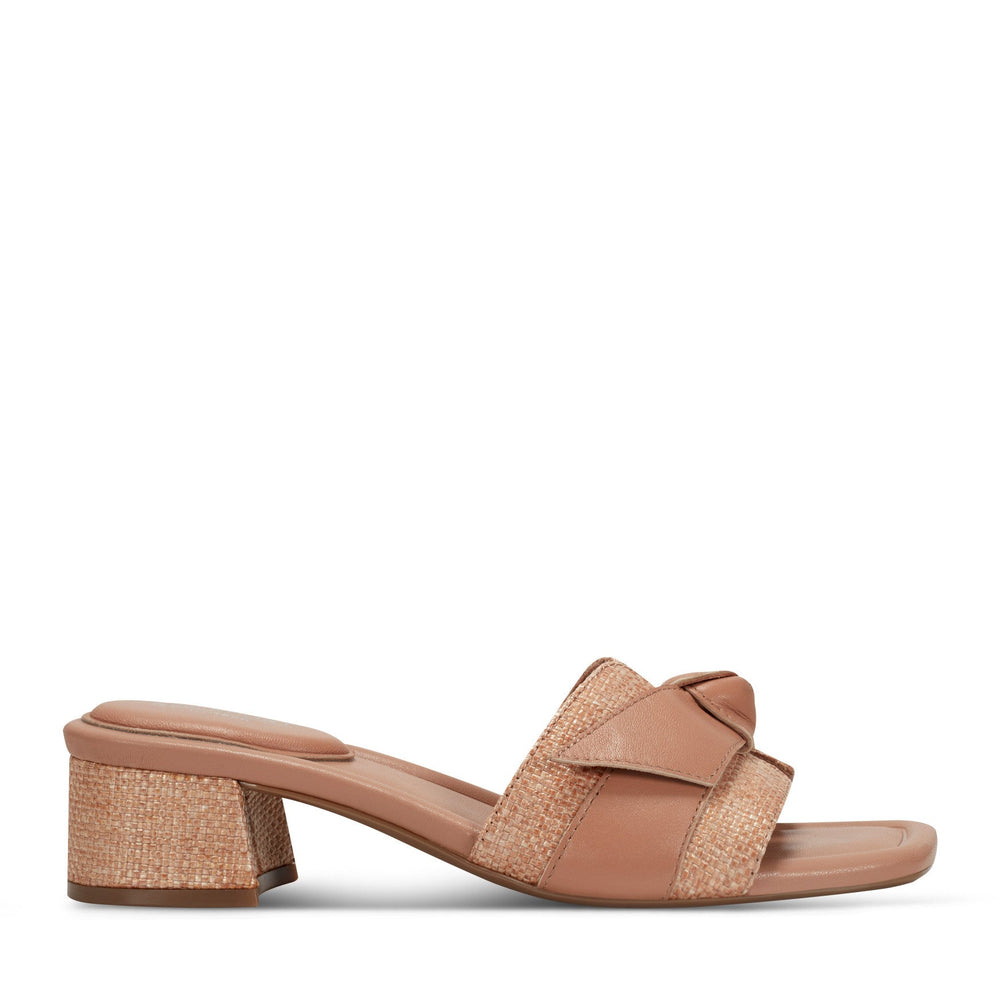 Rockport Women / Carsie Block Heel Square Toe Slip-on Sandals - Medium Natural