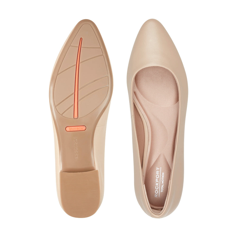 Rockport Women / Tessa Total Motion Pointy Toe Dress Flats - Light Natural Leather