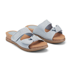 Rockport Women / Zova Slip-on Open Toe Flat Casual Sandals - Medium Blue