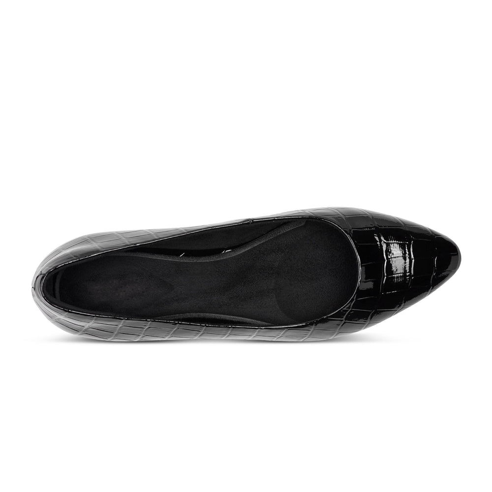 Rockport Women / Tessa Total Motion Pointy Toe Dress Flats - Black Croco Patent