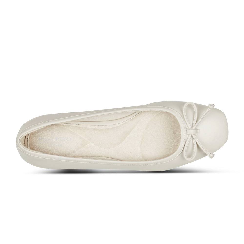 Rockport Women / Sadie Square Toe Slip-on Ballet Dress Flats - Ivory Leather