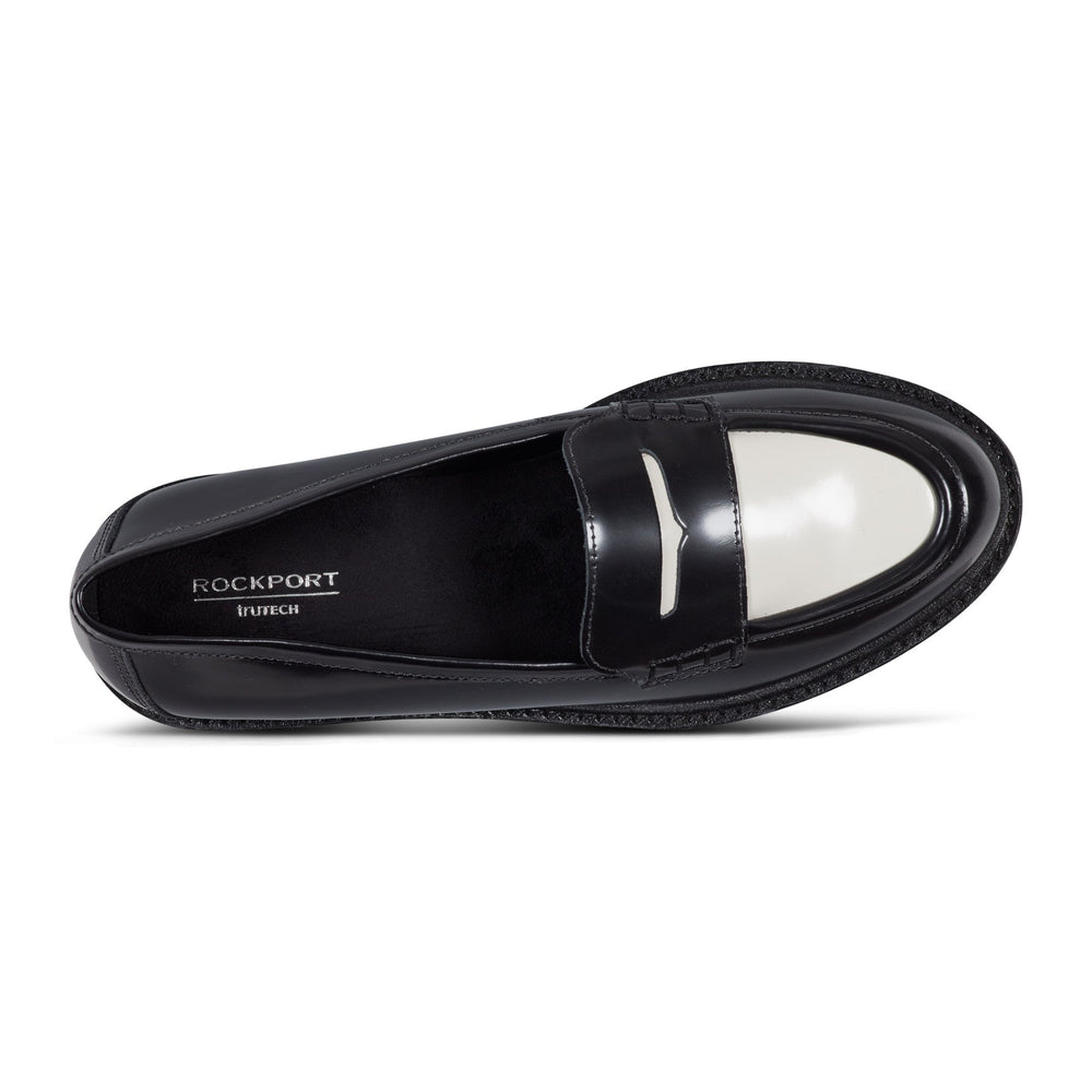 Rockport Women / Kacey Penny Loafer - Black/Chic Cream Leather