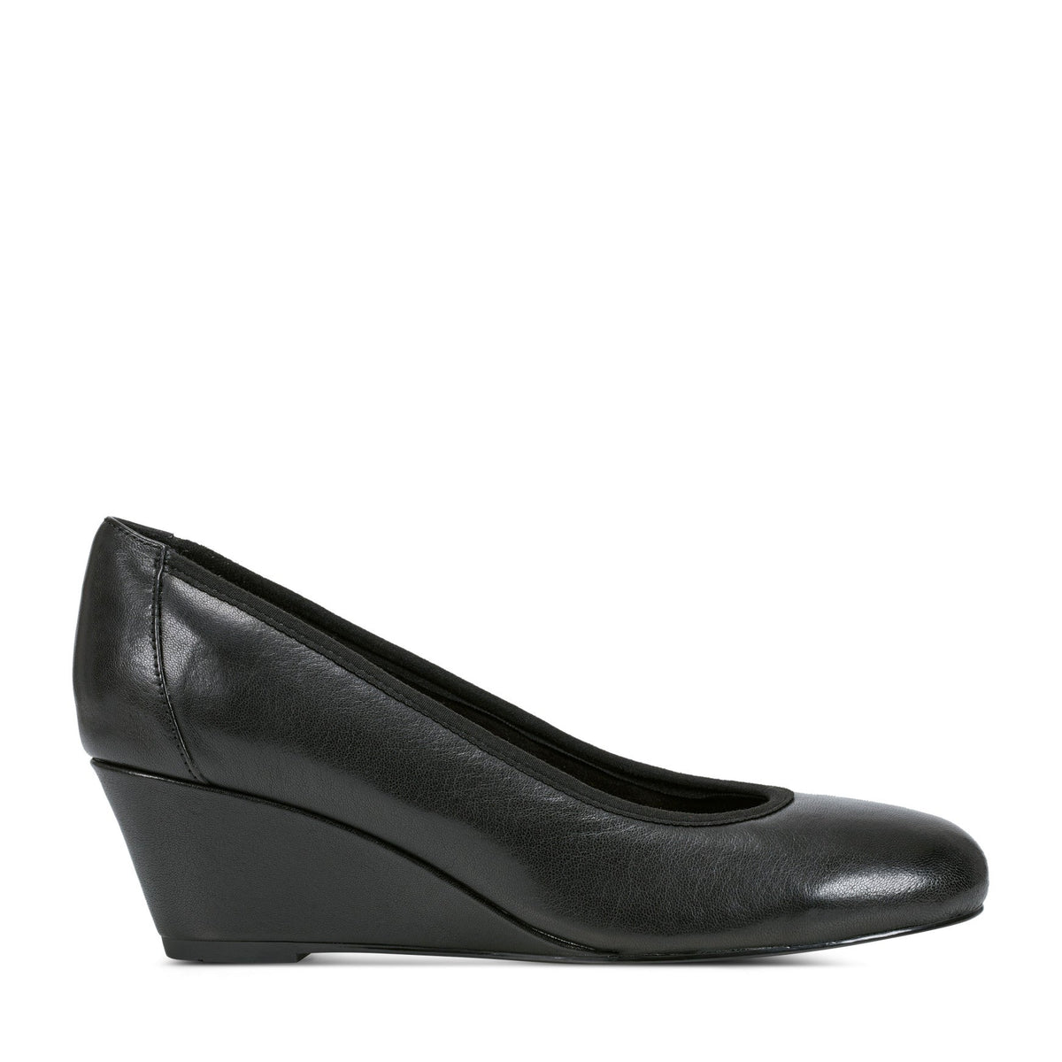 Rockport Women / Rita Slip-on Almond Toe Dress Wedges - Black Leather