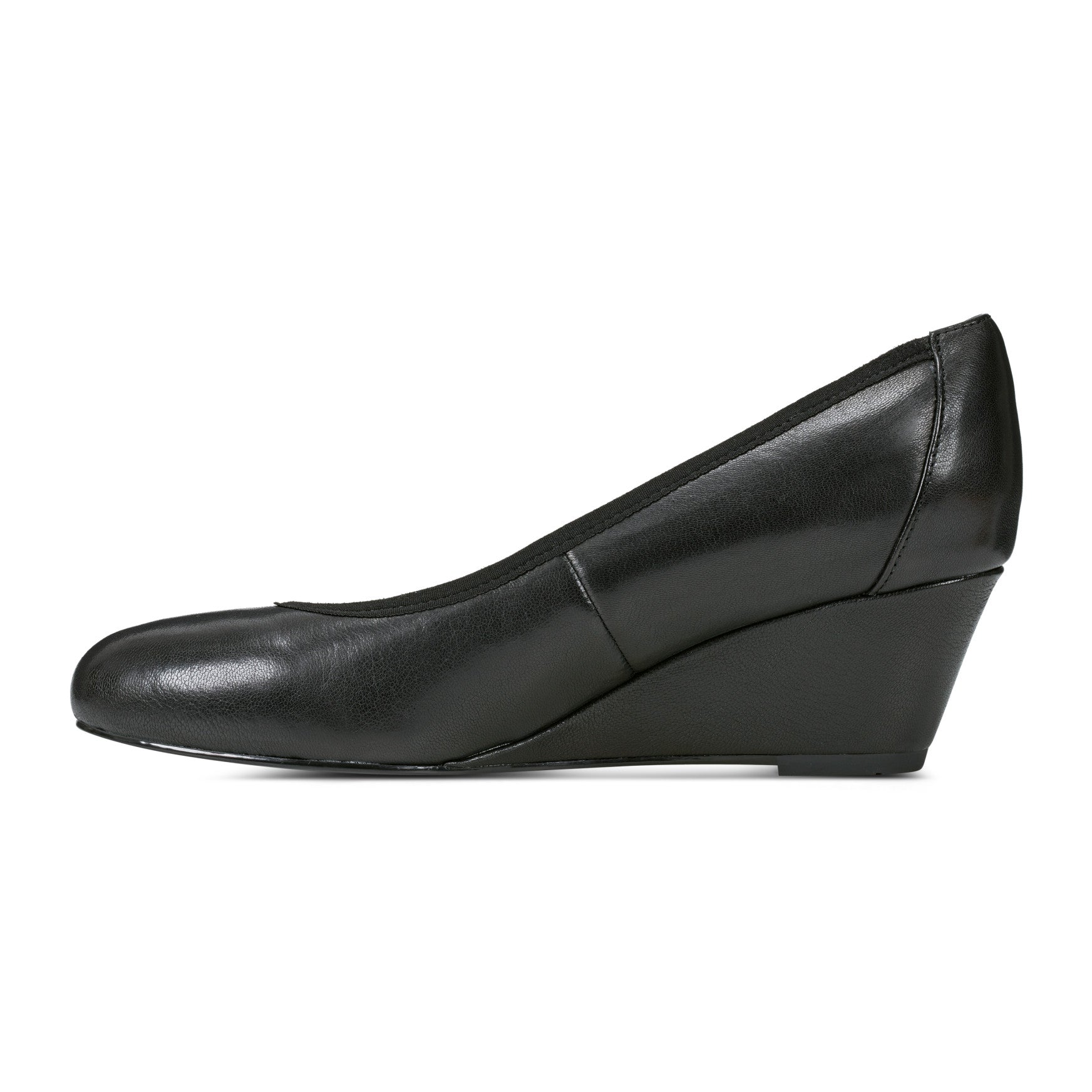 Rockport Women / Rita Slip-on Almond Toe Dress Wedges - Black Leather