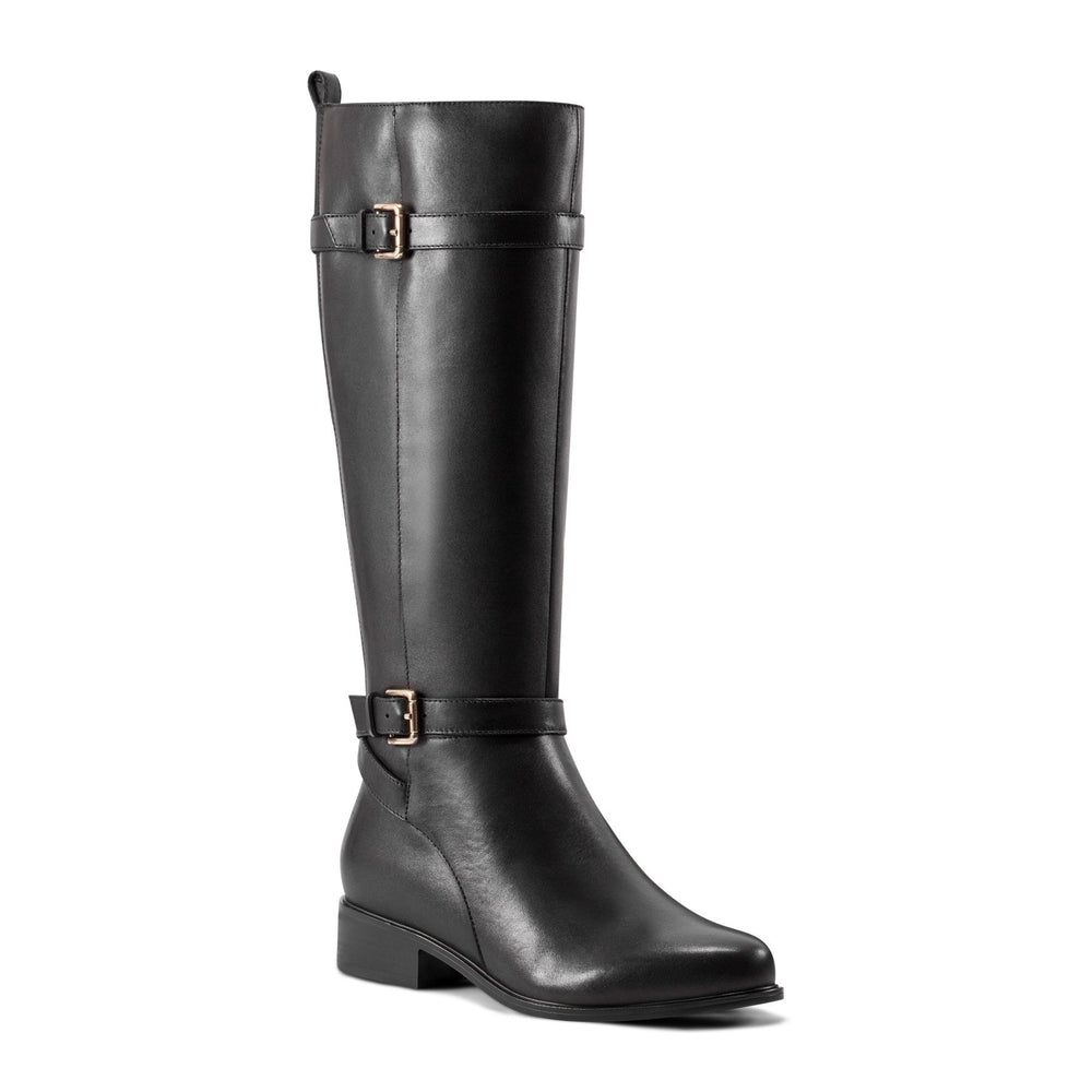 Rockport Women / Harper Riding Boot with Buckle - Black Leather