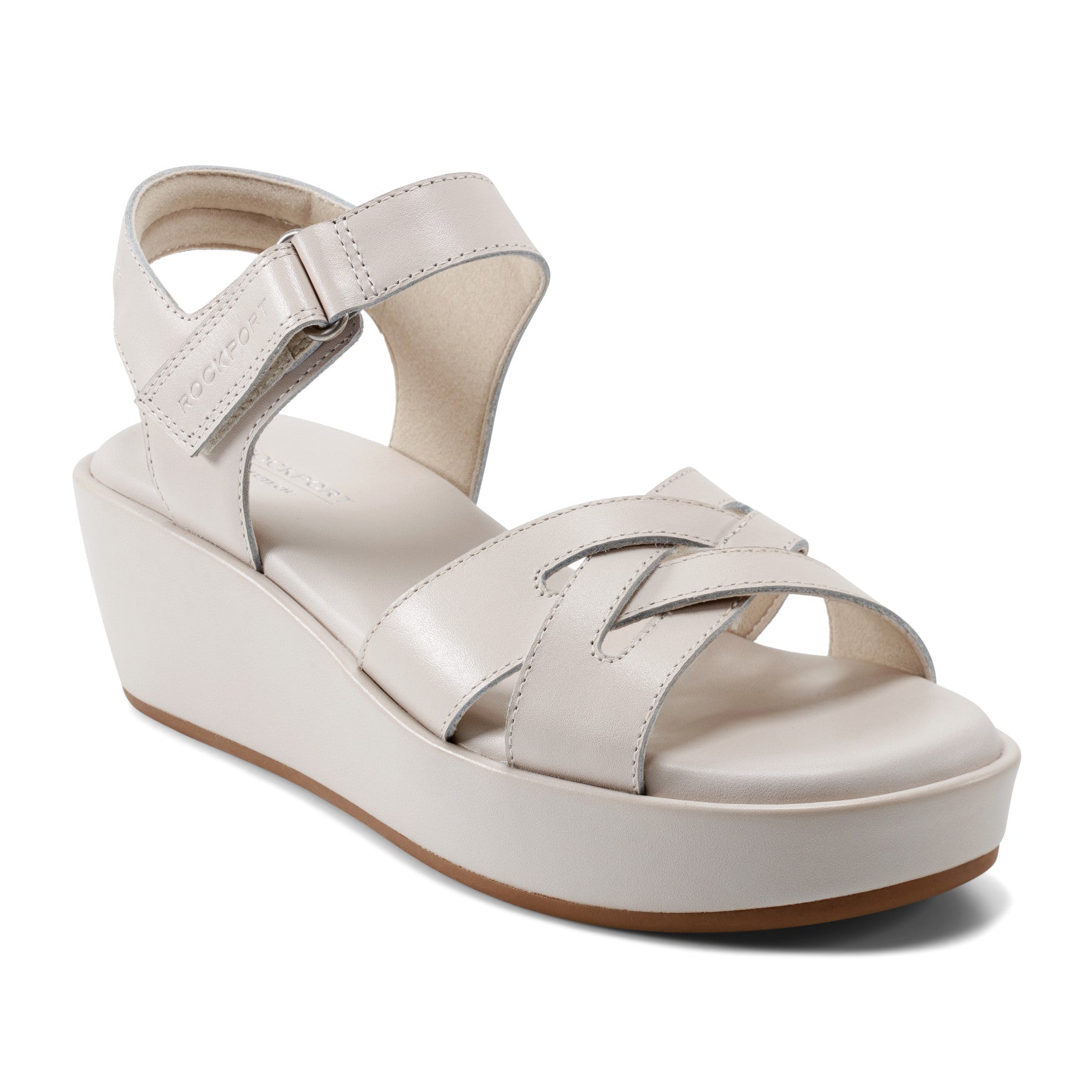Rockport Women / Amira Strappy Open Toe Casual Wedge Sandals - Ivory