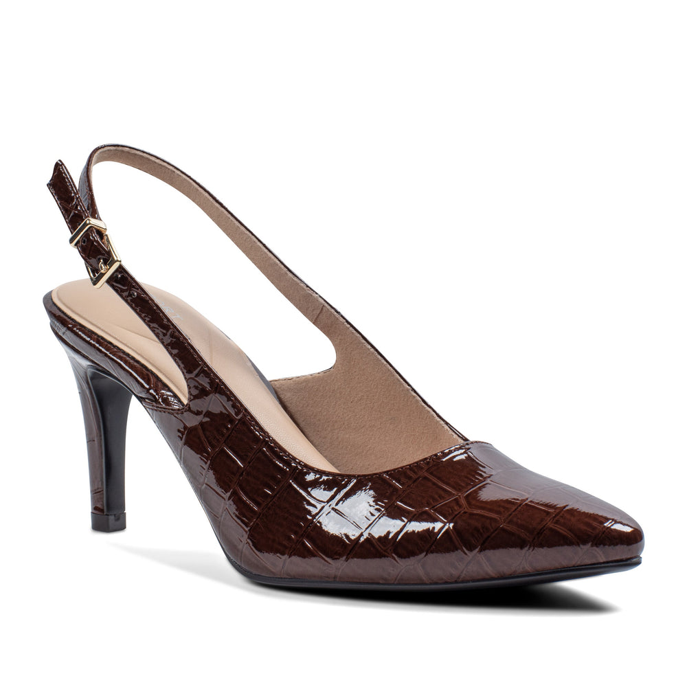 Rockport Women / Jolie Total Motion Dress Pumps - Dark Brown Croco Patent