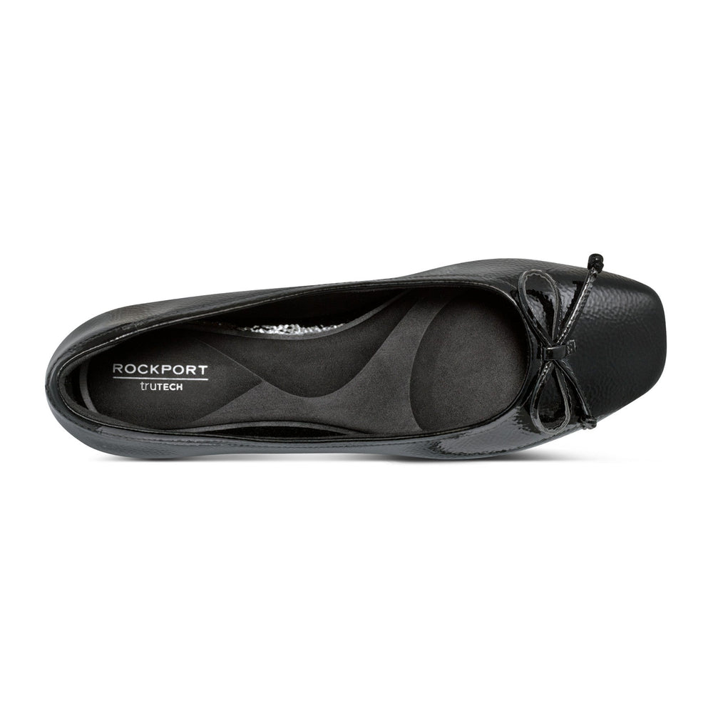 Rockport Women / Sadie Square Toe Slip-on Ballet Dress Flats - Black Patent