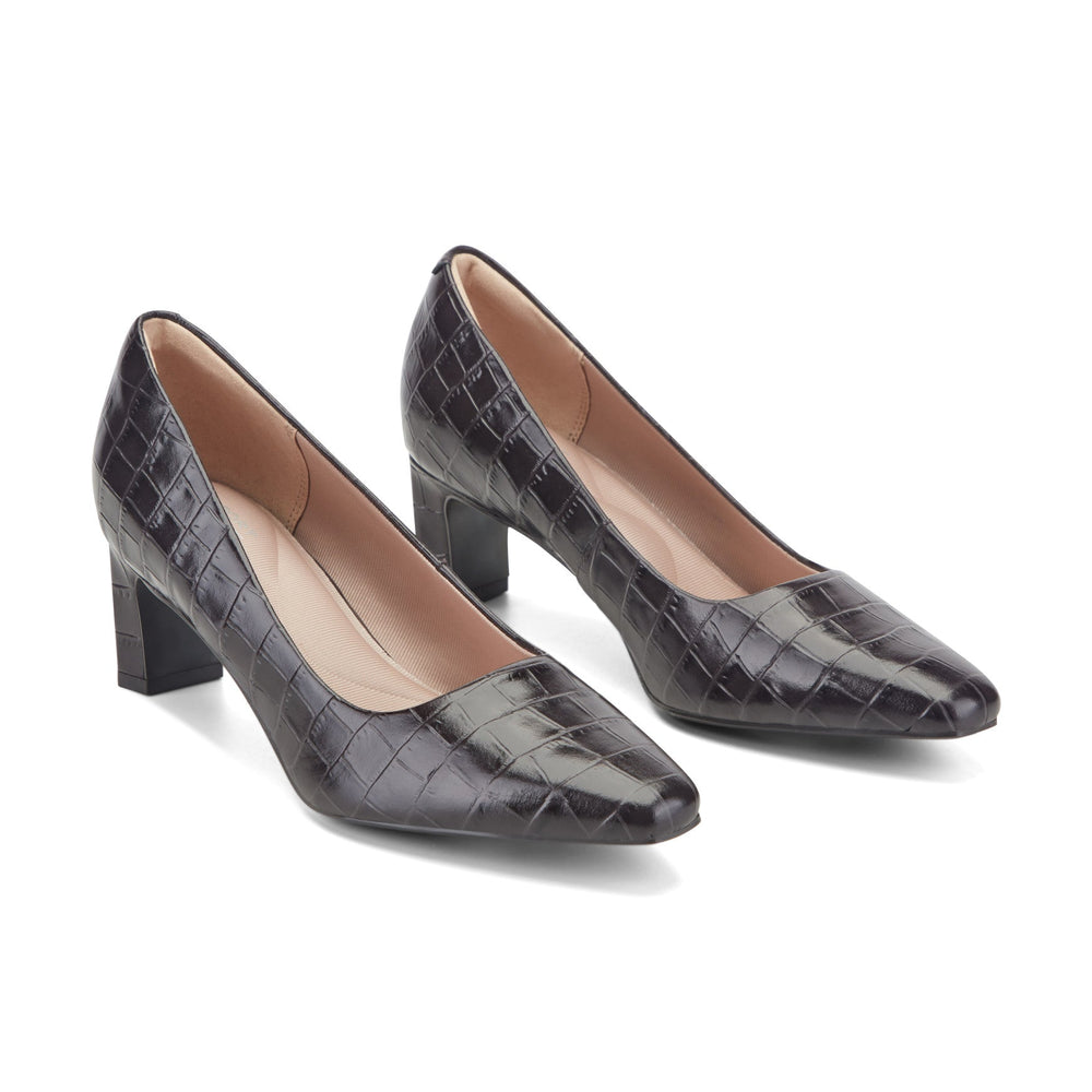 Rockport Women / Total Motion Merida Classic Dress Pumps - Dark Brown Croco Leather