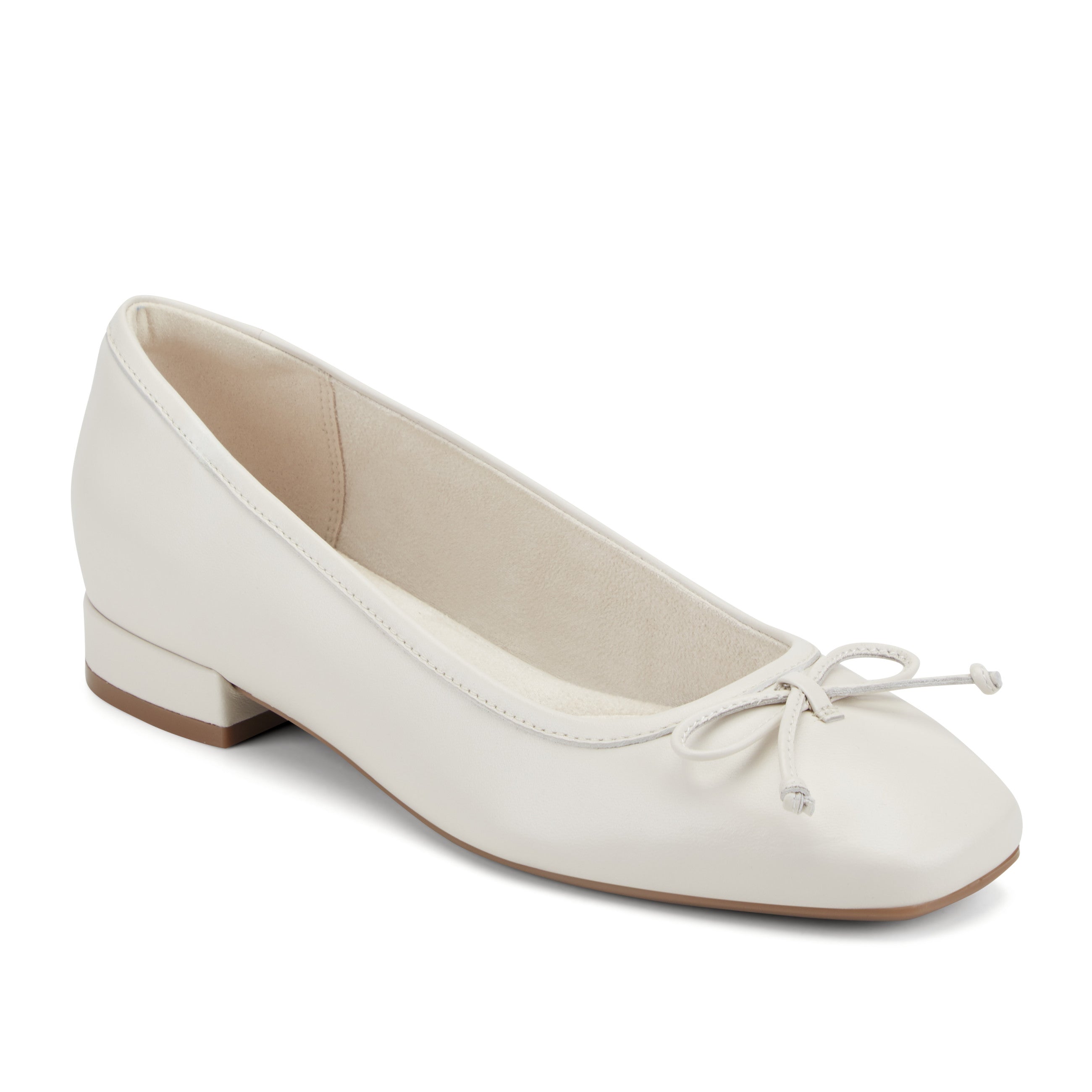 Rockport Women / Sadie Square Toe Slip-on Ballet Dress Flats - Ivory Leather