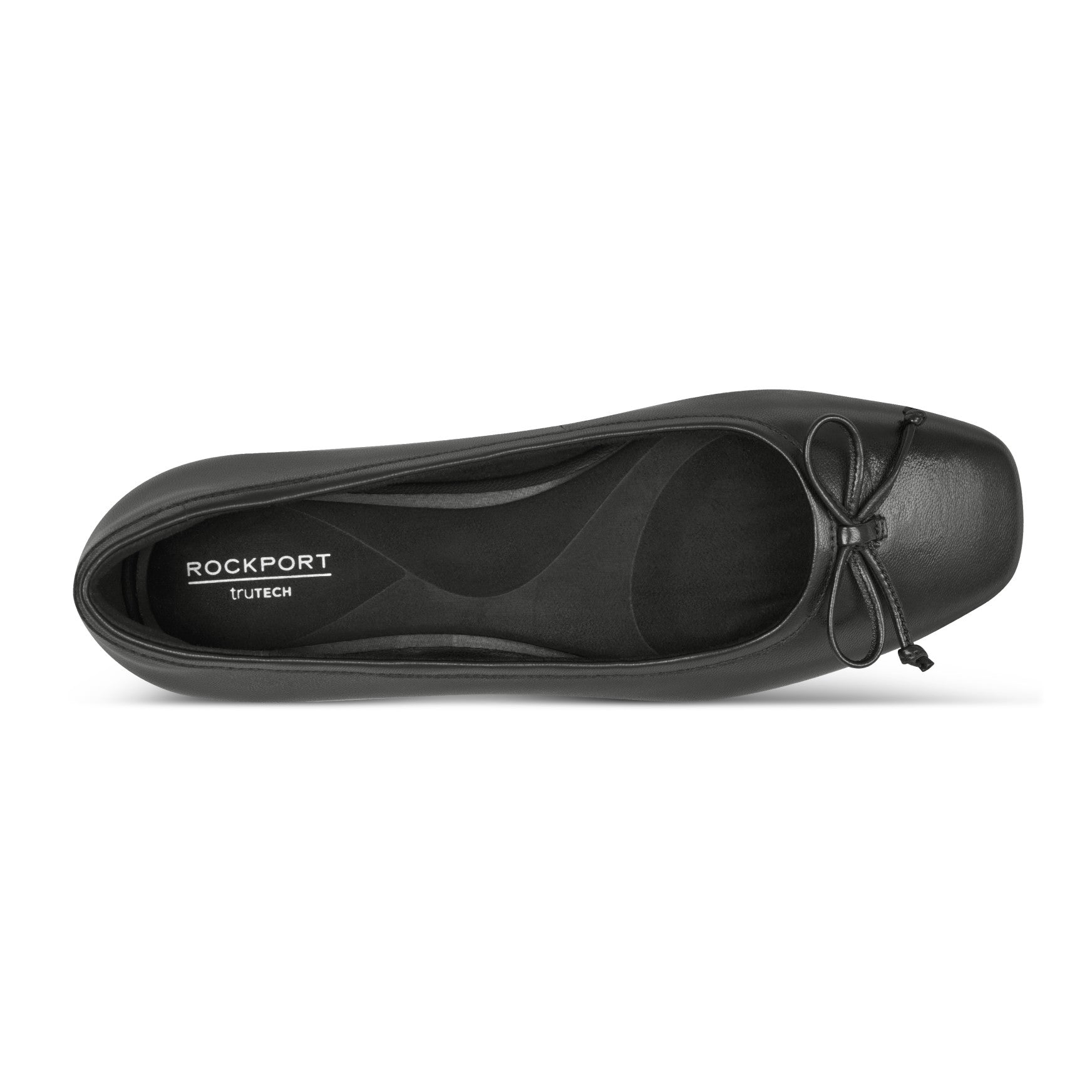 Rockport Women / Sadie Square Toe Slip-on Ballet Dress Flats - Black Leather