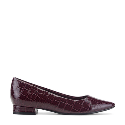 Rockport Women / Tessa Total Motion Pointy Toe Dress Flats - Dark Red Croco Patent