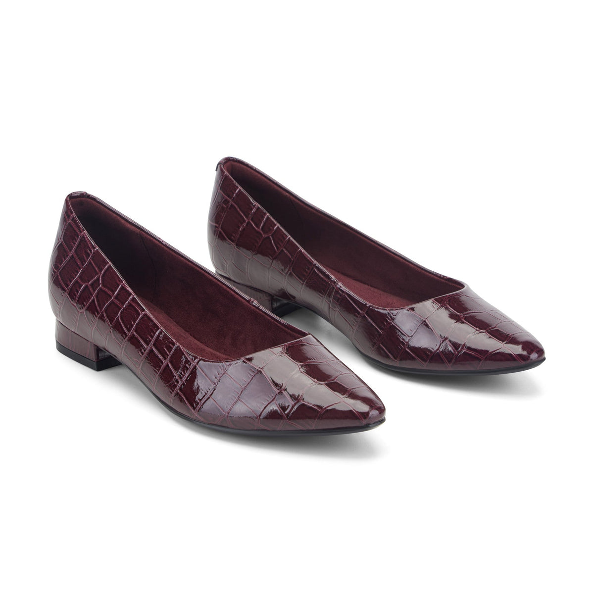 Rockport Women / Tessa Total Motion Pointy Toe Dress Flats - Dark Red Croco Patent