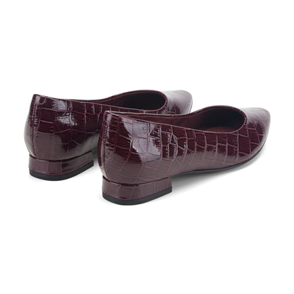 Rockport Women / Tessa Total Motion Pointy Toe Dress Flats - Dark Red Croco Patent
