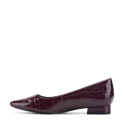 Rockport Women / Tessa Total Motion Pointy Toe Dress Flats - Dark Red Croco Patent