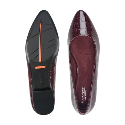 Rockport Women / Tessa Total Motion Pointy Toe Dress Flats - Dark Red Croco Patent
