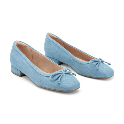 Rockport Women / Sadie Square Toe Slip-on Ballet Dress Flats - Blue Denim