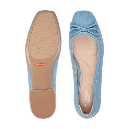 Rockport Women / Sadie Square Toe Slip-on Ballet Dress Flats - Blue Denim