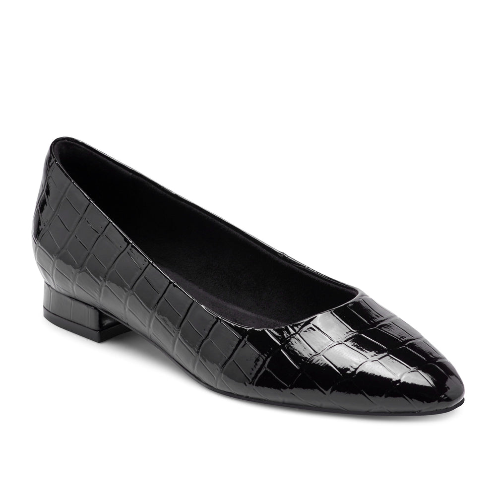 Rockport Women / Tessa Total Motion Pointy Toe Dress Flats - Black Croco Patent