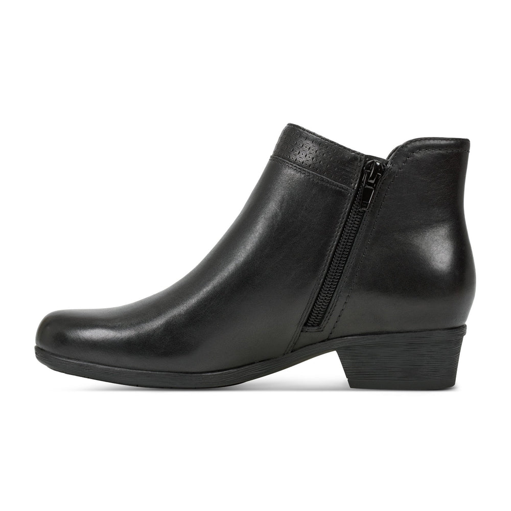 Rockport Women / Carly Side Zip Casual Ankle Booties - Black Leather