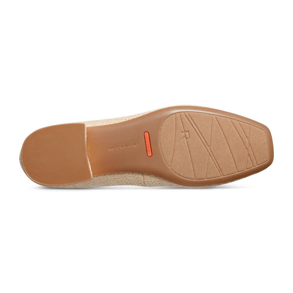 Rockport Women / Sadie Square Toe Slip-on Ballet Dress Flats - Light Natural Raffia