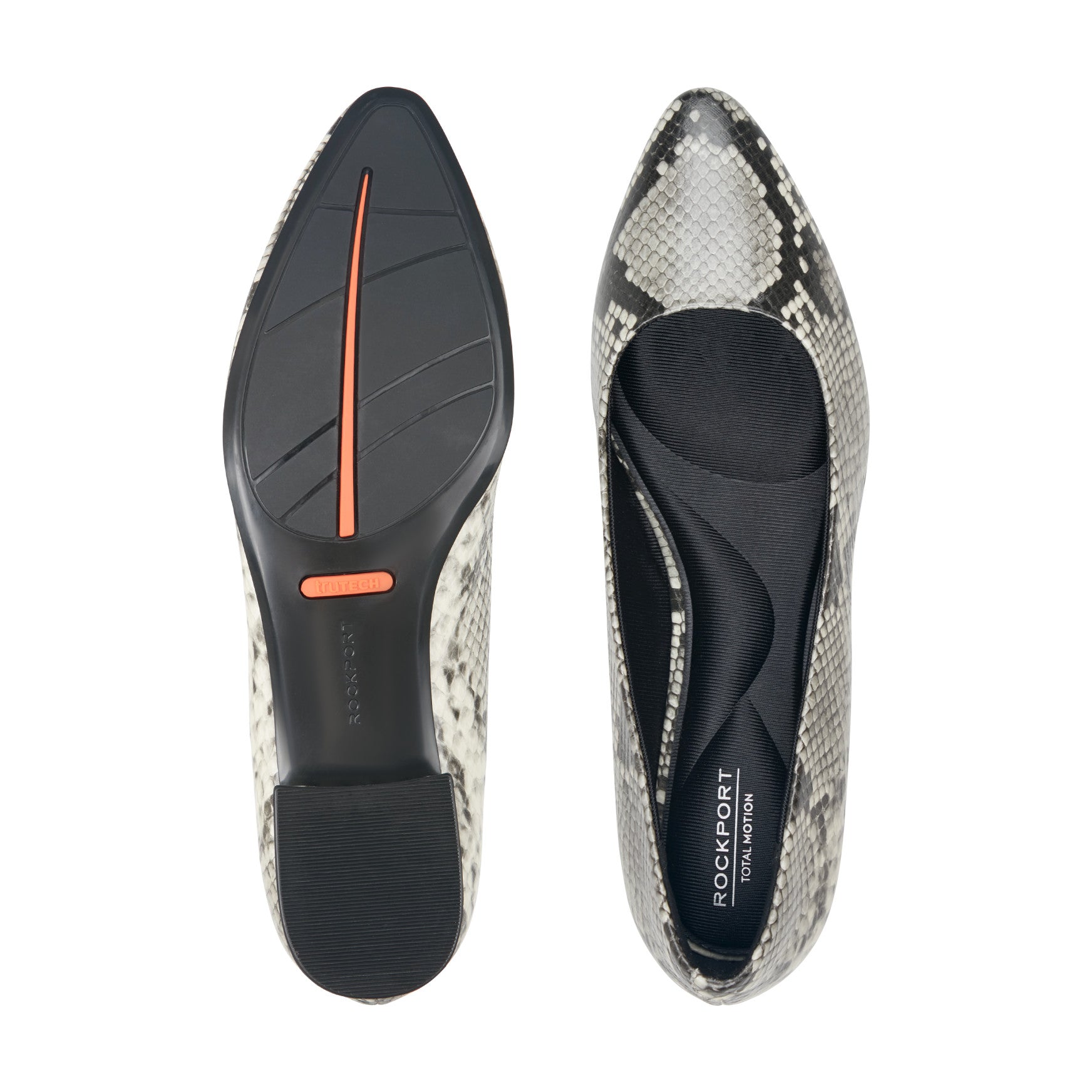 Rockport Women / Tessa Total Motion Pointy Toe Dress Flats - Black Snake Print