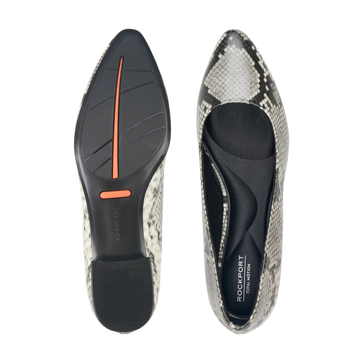 Rockport Women / Tessa Total Motion Pointy Toe Dress Flats - Black Snake Print