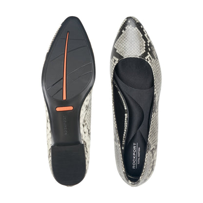 Rockport Women / Tessa Total Motion Pointy Toe Dress Flats - Black Snake Print